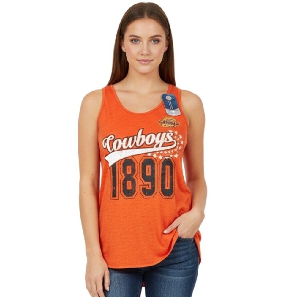 Creative Apparel Concepts Orange Large‎ OSU Cowboys Burnout Hi-Lo Tank Top New
